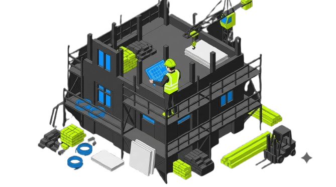 Professional builder on site