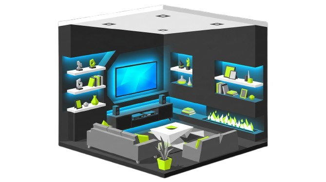 Modern media wall installation